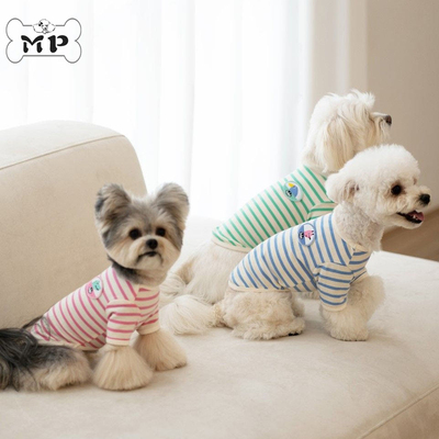 韩代宠物狐狸鳄鱼鸟纯棉条纹T恤