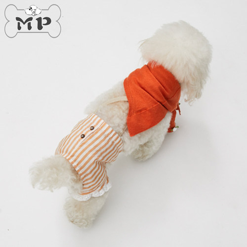 韩代宠物花围巾蝴蝶结条纹背带裤