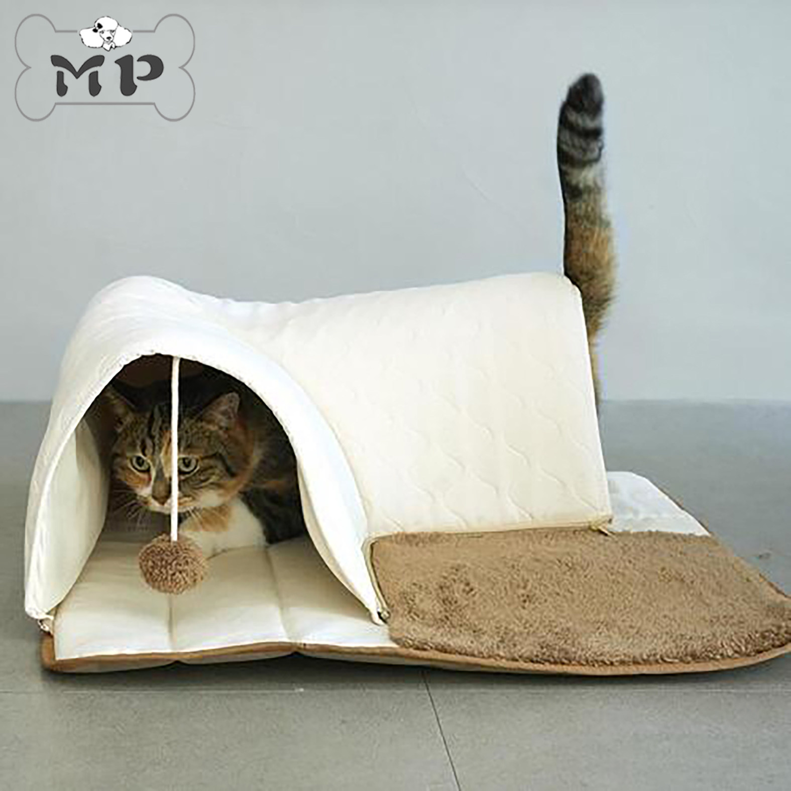 韩代宠物毛绒耐抓折叠猫隧道玩具