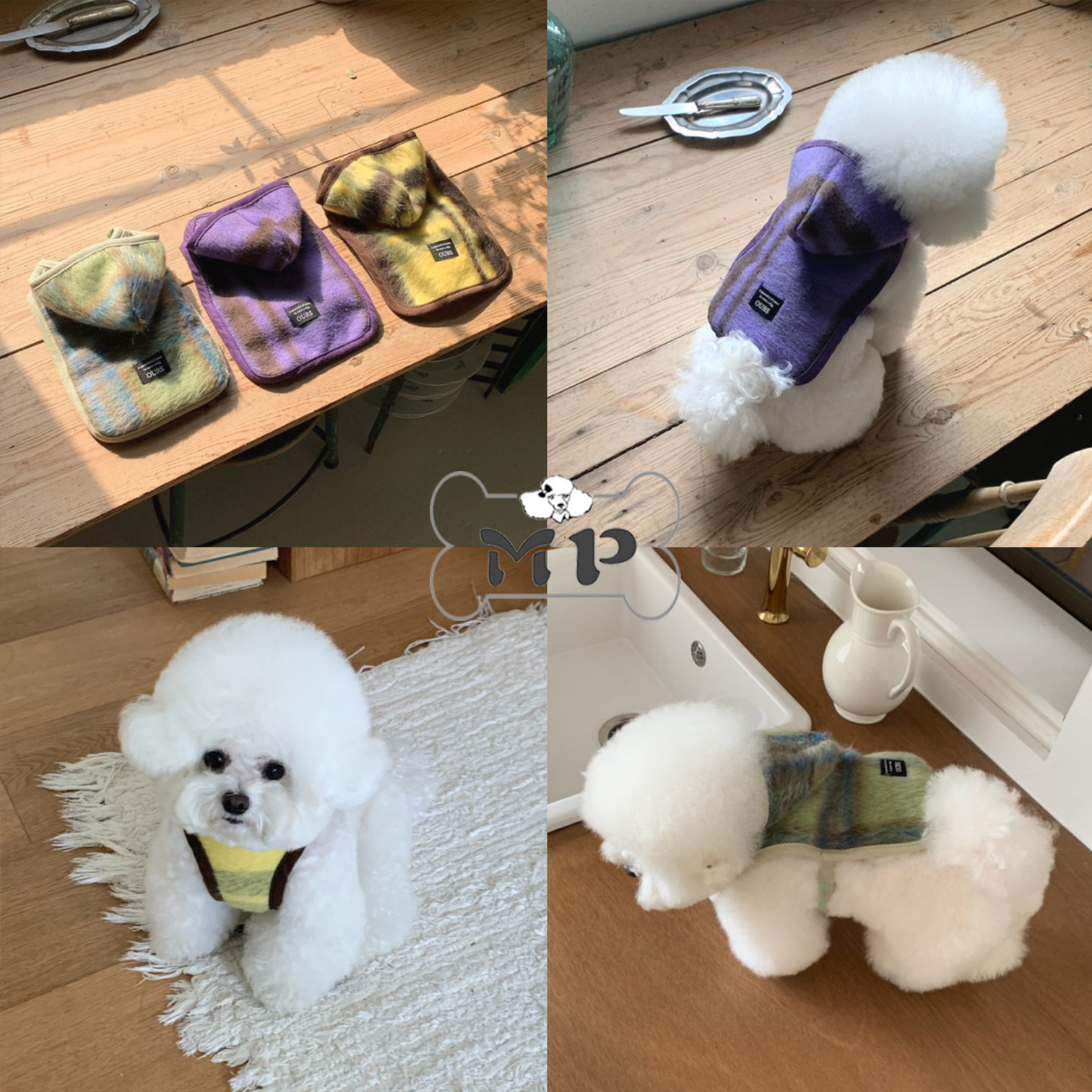 韩代宠物秋冬混色毛呢连帽马甲