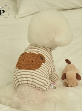 『Memory Pet』韩国meaningless宠物条纹可爱毛绒小熊收腰纯棉T恤