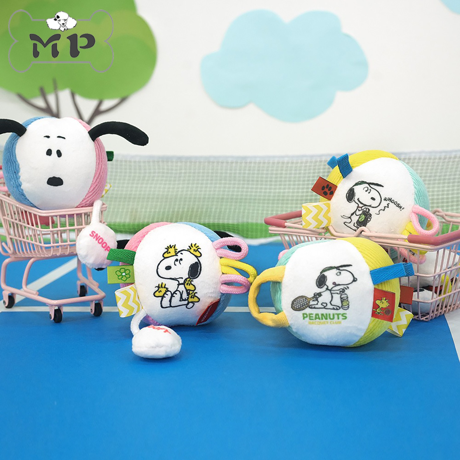 韩代宠物趣味绳结拔河发声球玩具