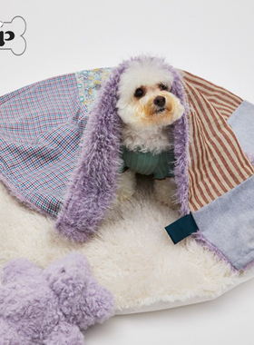 『Memory Pet』韩国louisdog宠物复古花朵条纹拼布环保紫色毯子