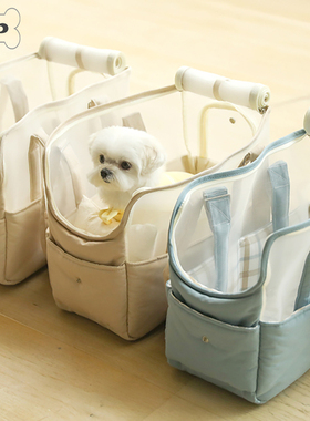 现货~韩国正品ba＆ttang夏季宠物猫狗透气网状单肩斜挎包