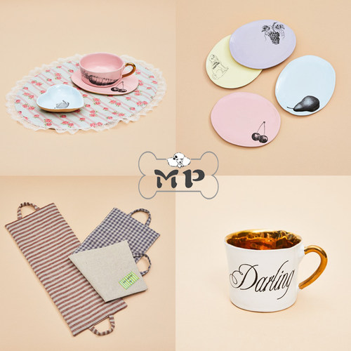 韩代宠物LD联名花朵餐垫陶瓷碗