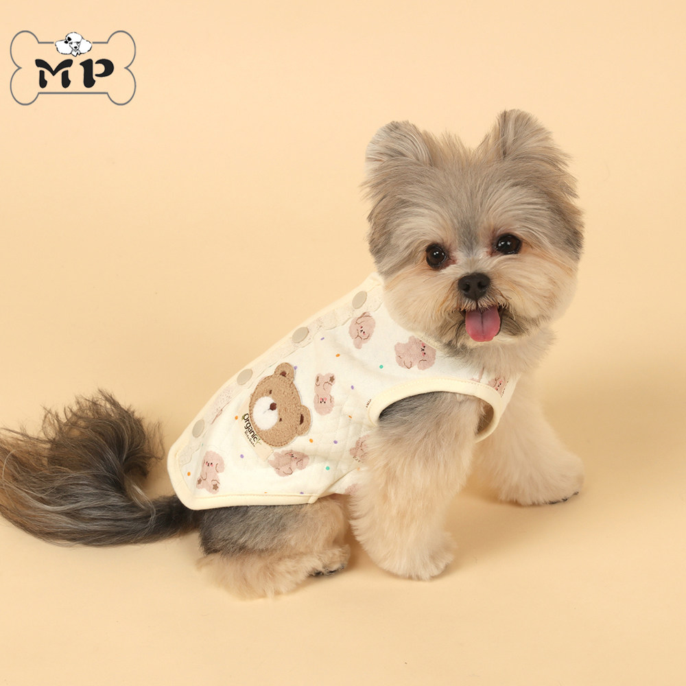 韩代宠物毛绒小熊蕾丝有机棉背心