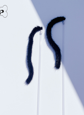 『Memory Pet』韩国代购宠物猫咪手工仿貂毛青黑色尾巴逗猫棒玩具