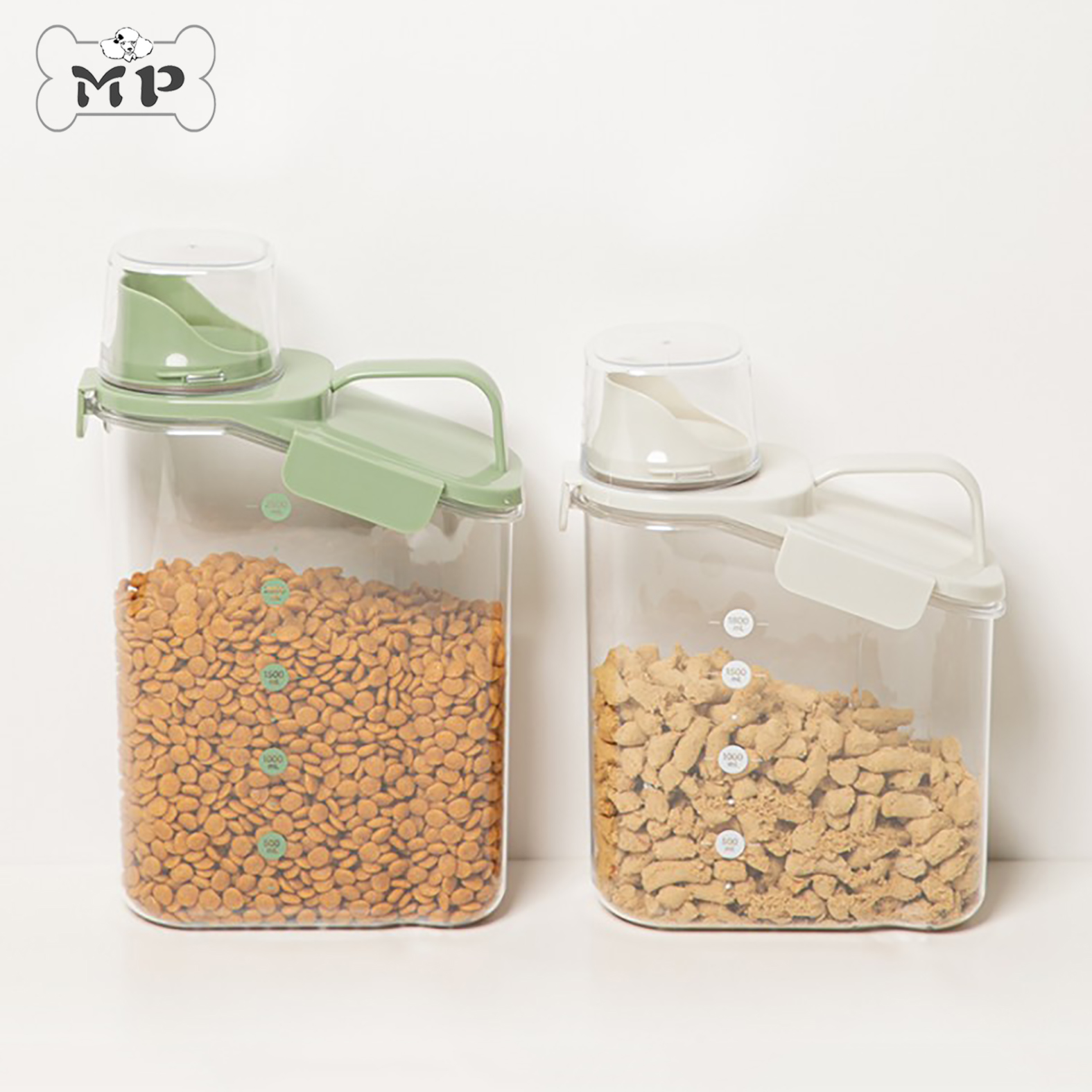 韩代宠物便携硅胶密封量杯储粮桶