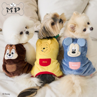 部分现货~韩国bennys宠物冬季可爱米奇小熊维尼毛绒背带裤