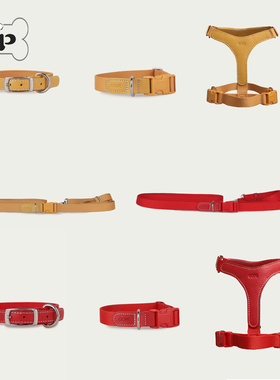 『Memory Pet』韩国代购Gope宠物鲜艳手工真皮织带项圈胸背牵引绳