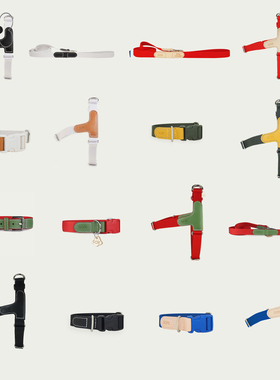 『Memory Pet』韩国代购Gope宠物植物鞣制皮革多色胸背项圈牵引绳