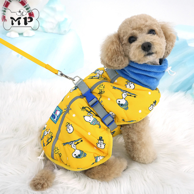 韩代宠物冬季可牵引高领挂腿外套