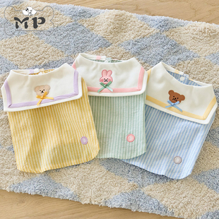 『Memory Pet』韩国bennys宠物小兔小熊可爱刺绣海军领露脐衬衫