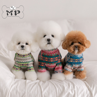 『Memory Pet』韩国rollingpepe宠物费尔岛风格复古提花针织毛衣