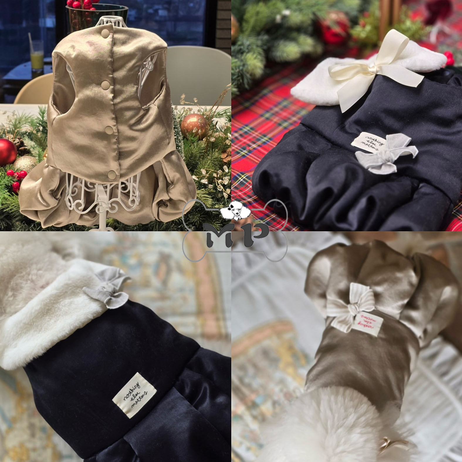 韩代宠物可拆卸毛领礼服裙连衣裙
