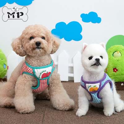 parisdog水果围兜格子胸背套装