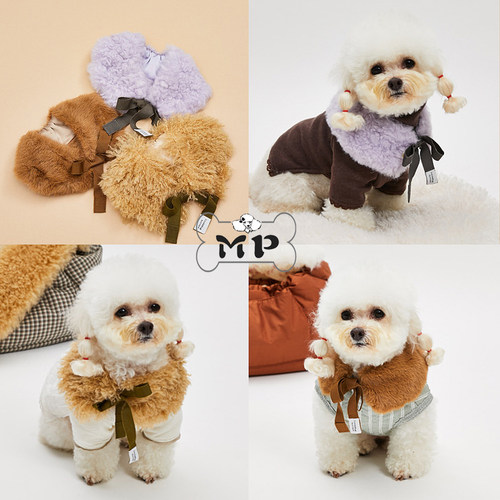 韩代秋冬环保皮毛系带蝴蝶结围脖