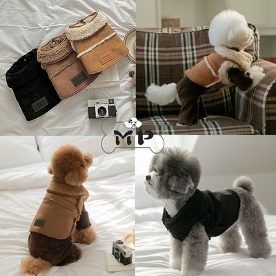 韩代宠物冬季麂皮绒两面穿马甲
