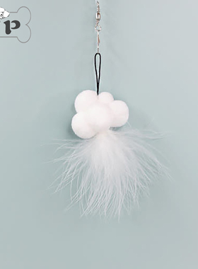 现货~韩国宠物猫咪毛球云朵纯白色羽毛趣味逗猫棒替换头