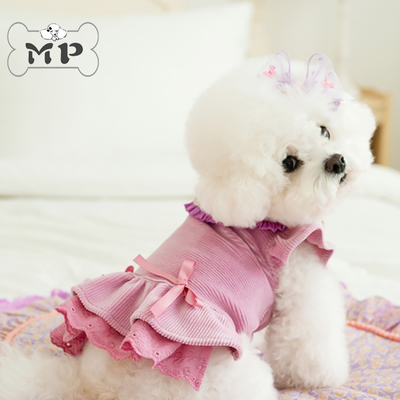 韩代宠物灯芯绒花边连衣裙发夹