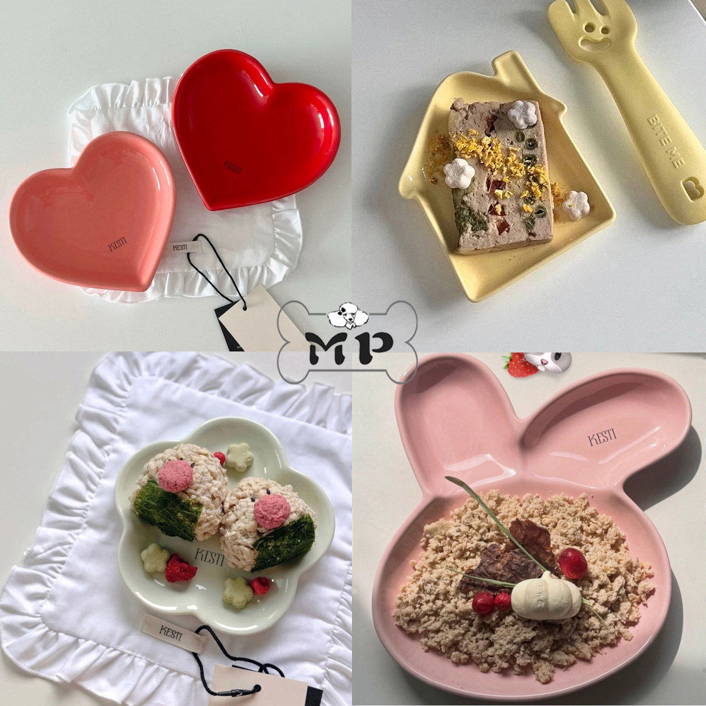 『Memory Pet』韩国代购KESTI宠物可爱兔子爱心屋花朵餐碗盘餐垫,宠物/宠物食品及用品,猫狗碗/慢食碗,淘宝优惠券,粉丝福利购,淘宝优惠卷