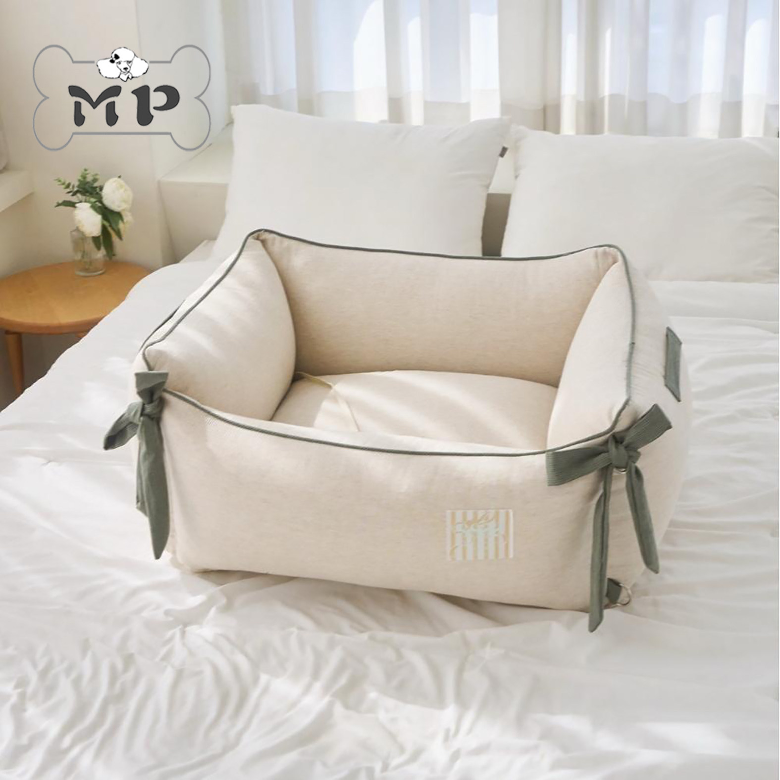 韩代宠物米色车载窝汽车座椅