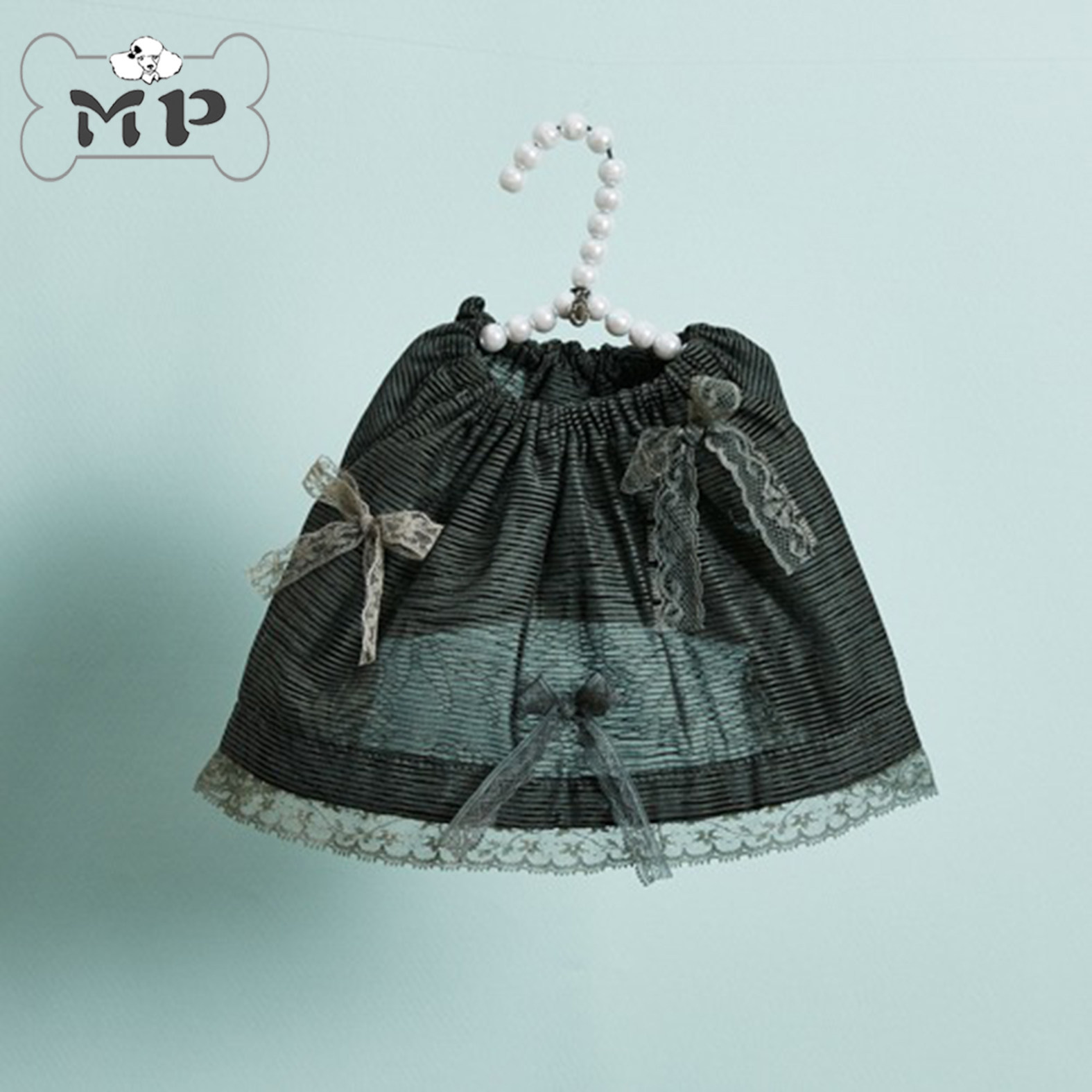 『Memory Pet』韩国louisdog宠物蕾丝荷叶边条纹泡泡袖蝴蝶结上衣