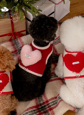 『Memory Pet』韩国scamper宠物外出红粉可爱毛绒爱心拾便袋胸背