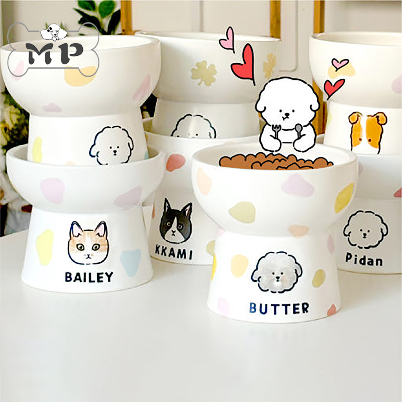 韩代猫狗名字头像定制护颈陶瓷碗
