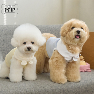 『Memory Pet』韩国代购bennys宠物柔软绒蝴蝶领结翻领背心T恤
