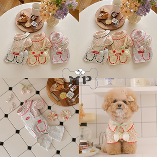 『Memory Pet』韩国rollingpepe宠物碎花雪纺衬衫背带裙背带裤