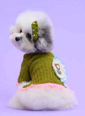 『Memory Pet』韩国cozyn宠物可爱郁金香撞色针织麻花套头毛衣