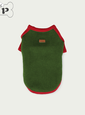 『Memory Pet』韩国代购Gope宠物猫狗圣诞拼色卡其绿保暖针织衫