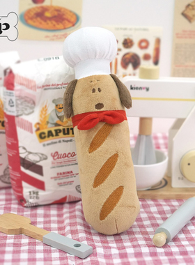 现货~韩国进口parisdog宠物狗史努比厨师帽围巾法棍发声玩具