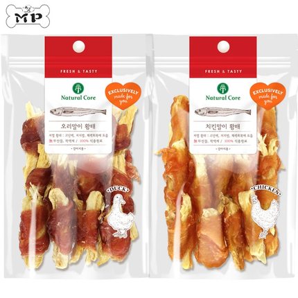 部分现货~韩国代购Natural Core宠物狗狗零食明太鱼鸡鸭肉卷