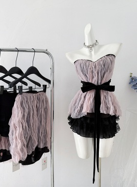 JAYKY YANG蔷薇粉色抹胸背心夏季带胸垫收腰上衣