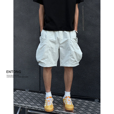 夏季白色大口袋工装短裤