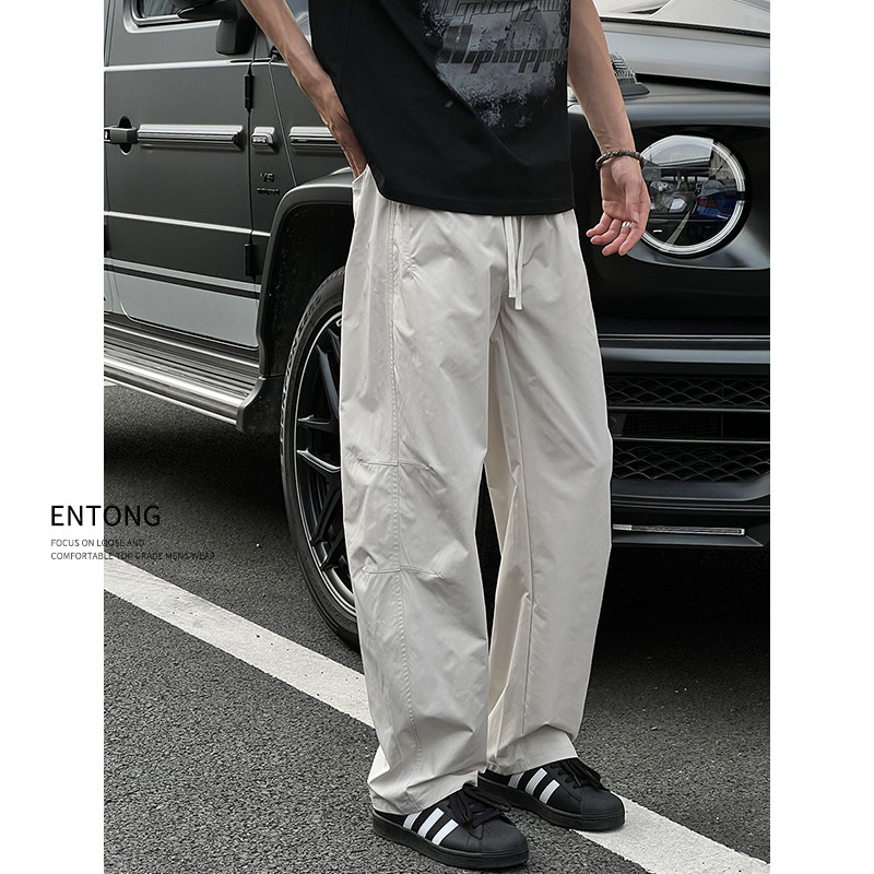 Entong美式潮牌速干阔腿弯刀裤子男款秋薄款速干户外机能风休闲裤