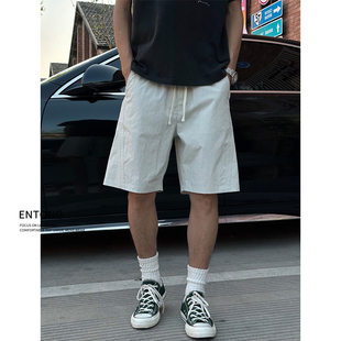 Entong美式潮牌cleanfit休闲短裤男生夏季外穿薄款简约宽松五分裤