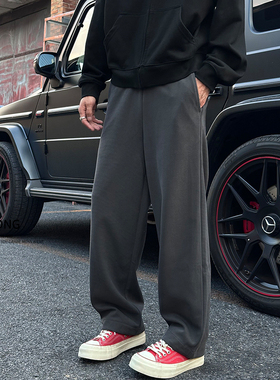 Entong深灰色百搭宽松运动休闲裤子男款秋季卫裤美式高街宽松长裤