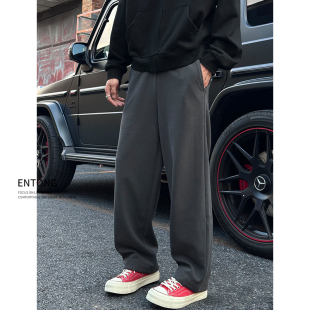 子男款 高街宽松长裤 秋季 美式 卫裤 Entong深灰色百搭宽松运动休闲裤