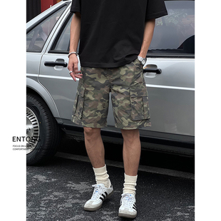 夏季 男士 外穿速干薄款 美式 Entong潮牌工装 宽松休闲五分裤 迷彩短裤