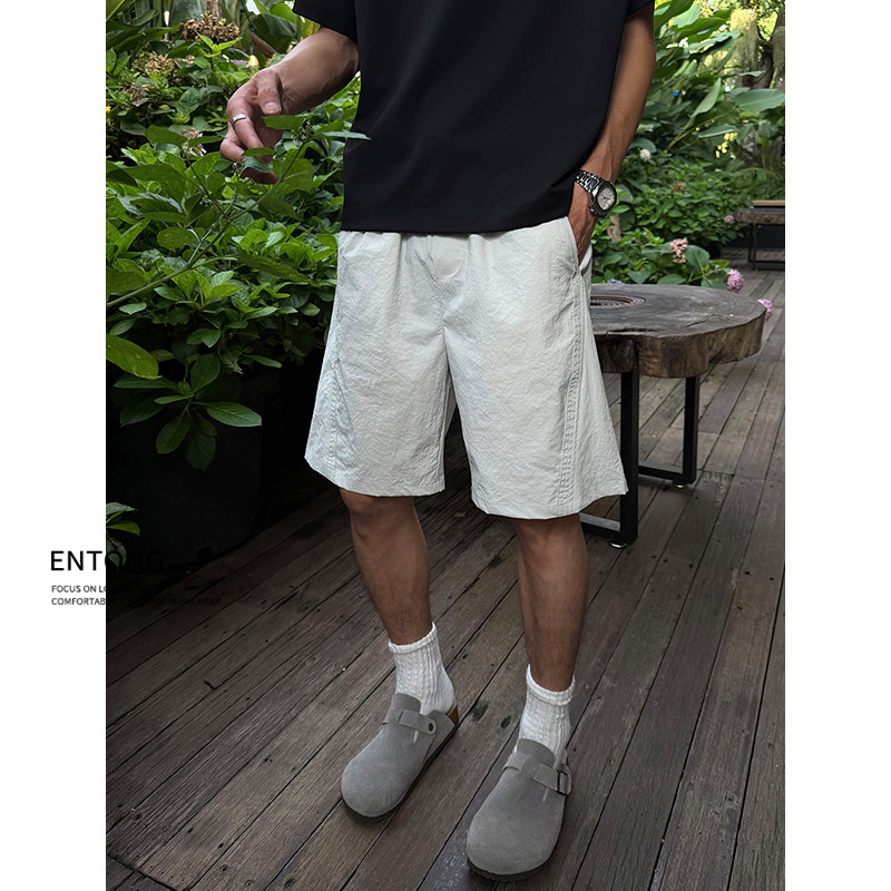 Entong夏季速干薄款休闲短裤男款美式简约大码宽松百搭运动五分裤