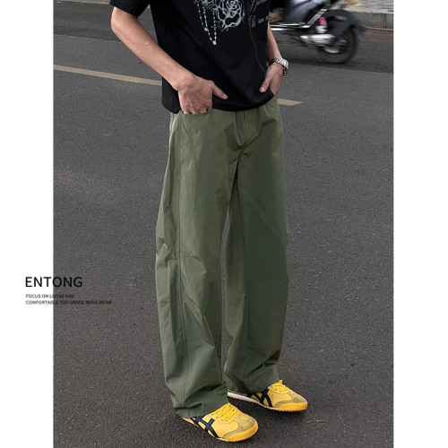 潮流复古薄款弯刀长裤子