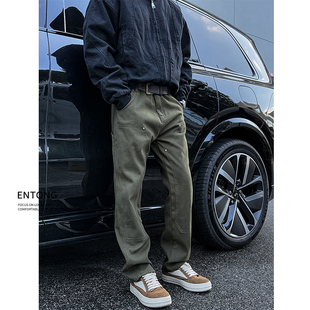 Entong伐木工装裤男潮流cleanfit显瘦直筒裤潮牌春秋休闲长裤潮
