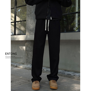 街头复古vibe抽绳针织运动裤 Entong春季 美式 男款 黑色百搭休闲卫裤