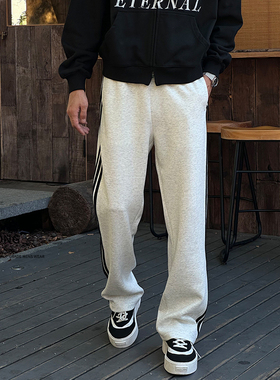 Entong潮牌cleanfit灰色卫裤男生裤子秋季美式直筒宽松运动休闲裤