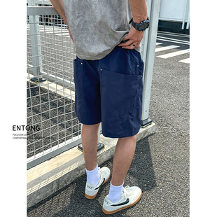 薄款 男夏季 速干中裤 美式 Entong大口袋工装 男生运动休闲五分裤 短裤