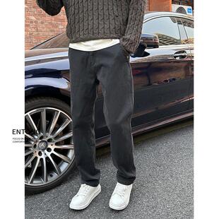 cleanfit宽松休闲长裤 男士 子 复古高街深灰色直筒牛仔裤 Entong美式
