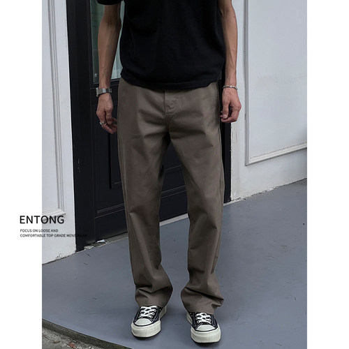 美拉德风格咖色直筒休闲裤